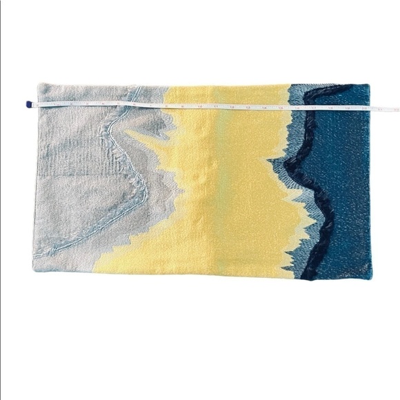 WEST ELM GORGEOUS YELLOW, GRAY AND BLUE GRAY PILLOW COVERS NWT - Picture 3 of 12